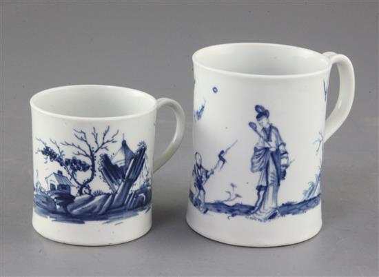 A Worcester Walk in the Garden pattern mug and a smaller Gazebo pattern mug, 8.7cm and 6.5cm high